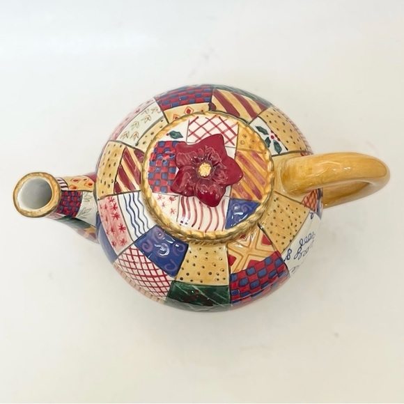 Studio Nova Old World Santa Christmas Patchwork Porcelain Teapot Kettle - Picture 7 of 10